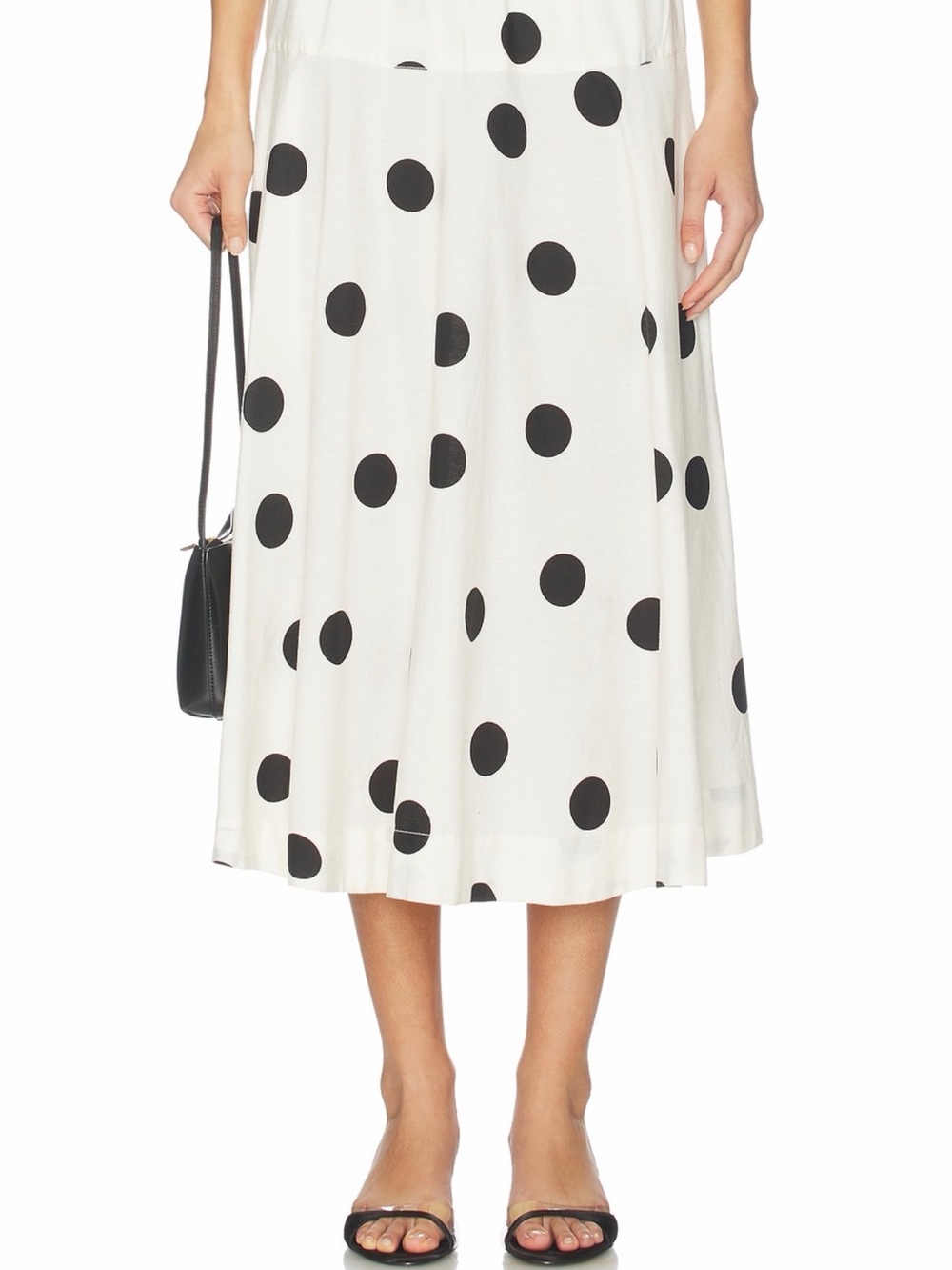 Free People Cream Midi Skirt with Black Polka Dots